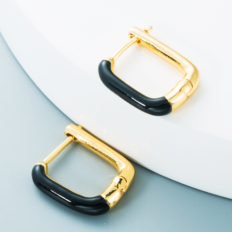 Nihaojewelry Großhandel Schmuck Einfache Geometrische Bunte Kupferne Tropfende Ohrringe display picture 9