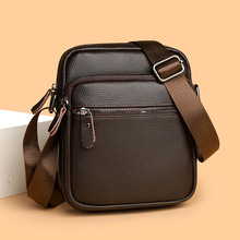 跨境批发单肩包男休闲牛皮包新款大容量斜挎包街头潮流简约邮差包