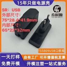 厂家生产TSS809/388 12W USB尾卡欧规电源适配器外壳