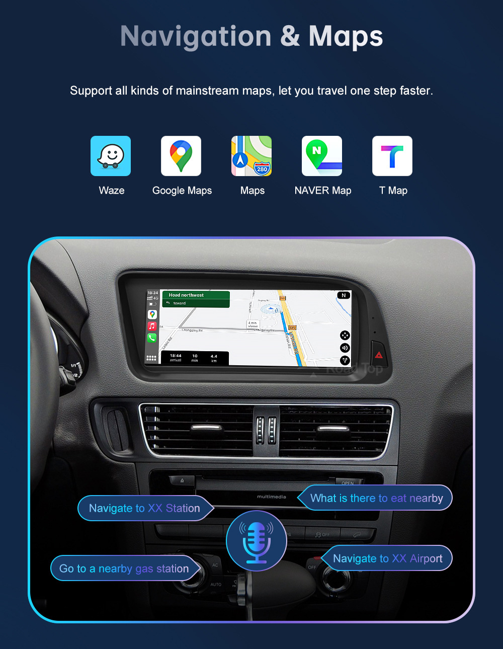 8.8 inch wireless CarPlay display for Q5 2009-2017 radio player