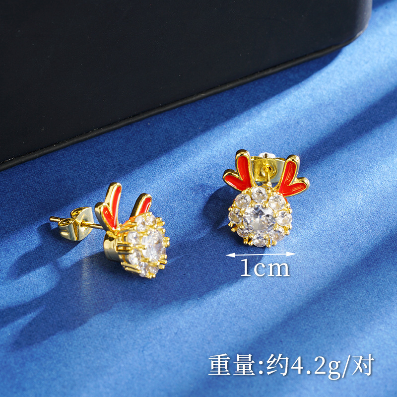 Nuevos productos lindos cuernos de reno imitación de diamantes de oro de arena vietnamita conjunto de collar de oro para mujeres ligero lujoso simple anillo versátil pendientes