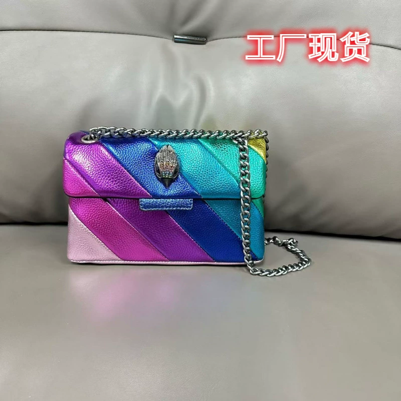 British Kurt Geiger eagle head bag classic chain patchwork rainbow bag long shoulder strap chain bag 21cm