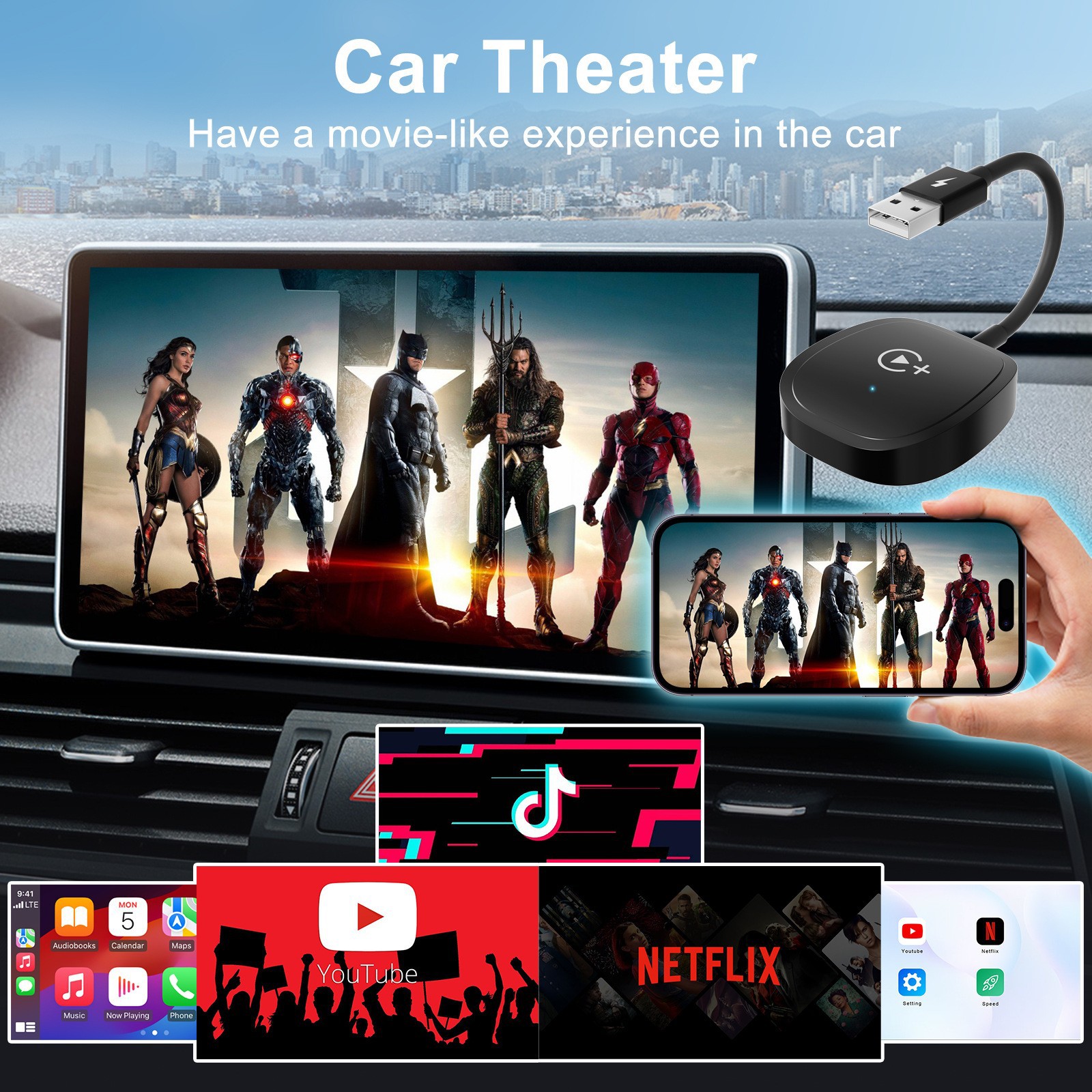 Cross-border Carplay original car wired to wireless carplay movie video car machine intelligent AIBOX adapter