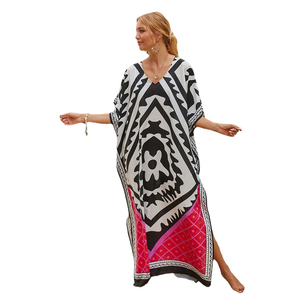 2022 nueva blusa suelta más TAMAÑO DE Europa y América playa vacaciones falda bikini protección solar traje baño desgaste exterior