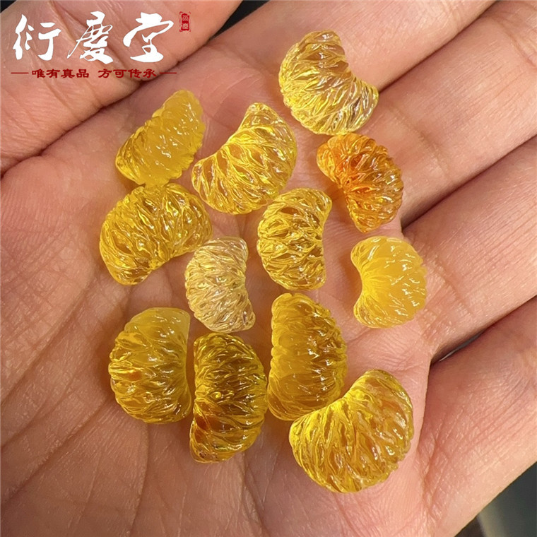 俄料蜜蜡散珠橘子背云小滴溜文玩沉香菩提diy配件天然蜜蜡小配饰