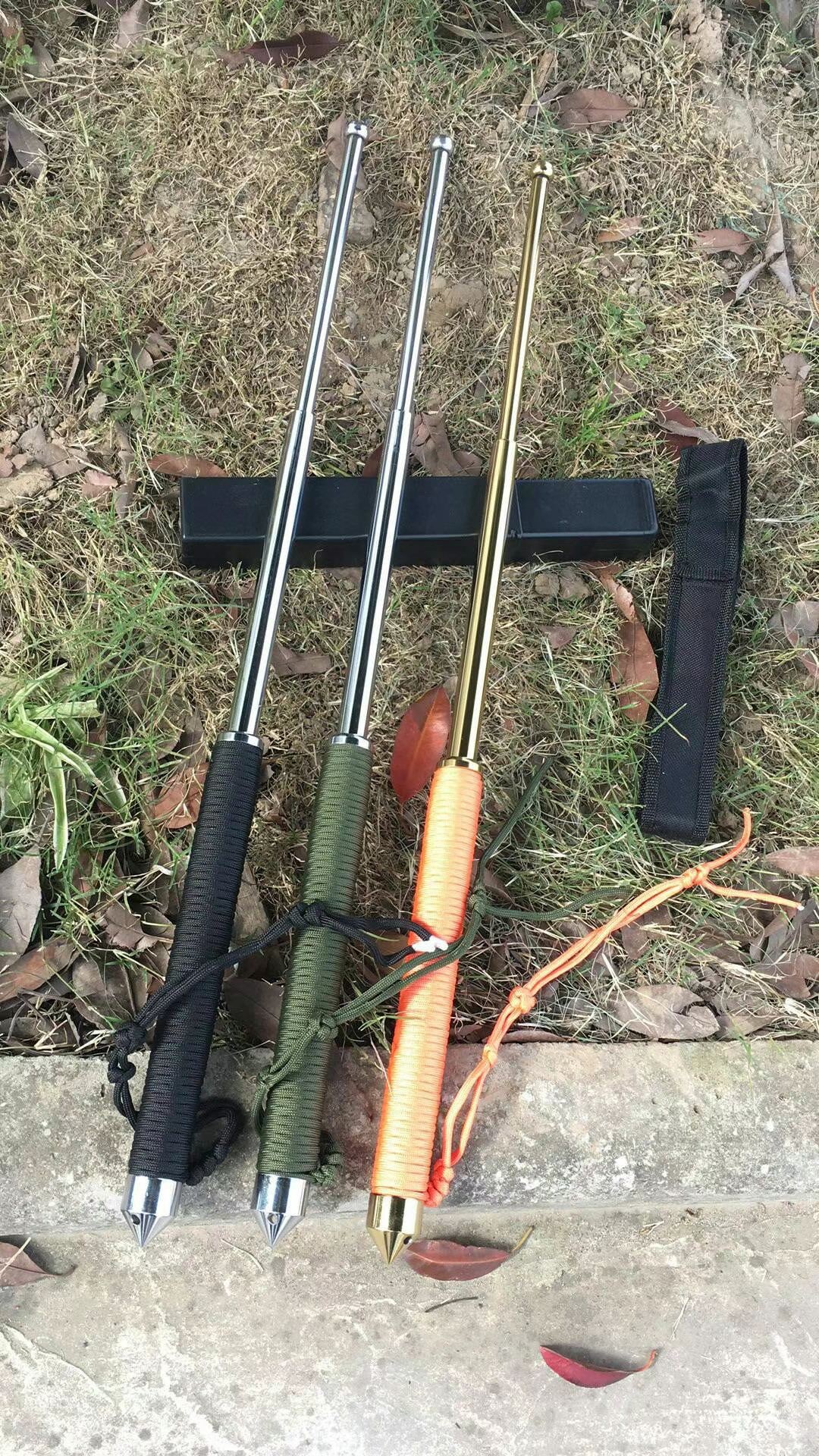 伞绳编织制甩棍三节伸缩棍纯钢一件代发防身武器用品甩棒微商货源