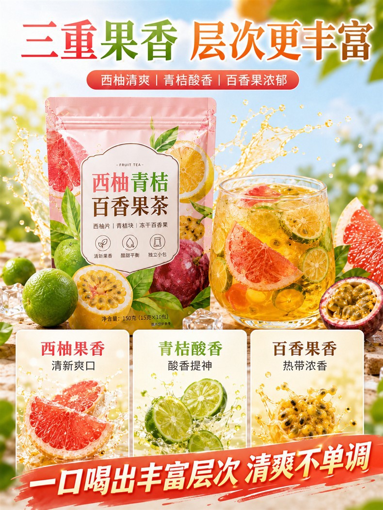 Grapefruit Green Kumquat Passion Fruit Tea Bags 200g Freeze Dried Fruit Herbal Infusion key features