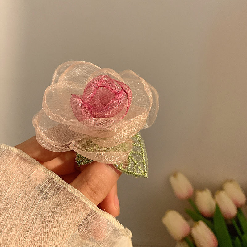 Elastico per capelli a rosa in mesh - accessorio donna stile fiabesco_voghion.com