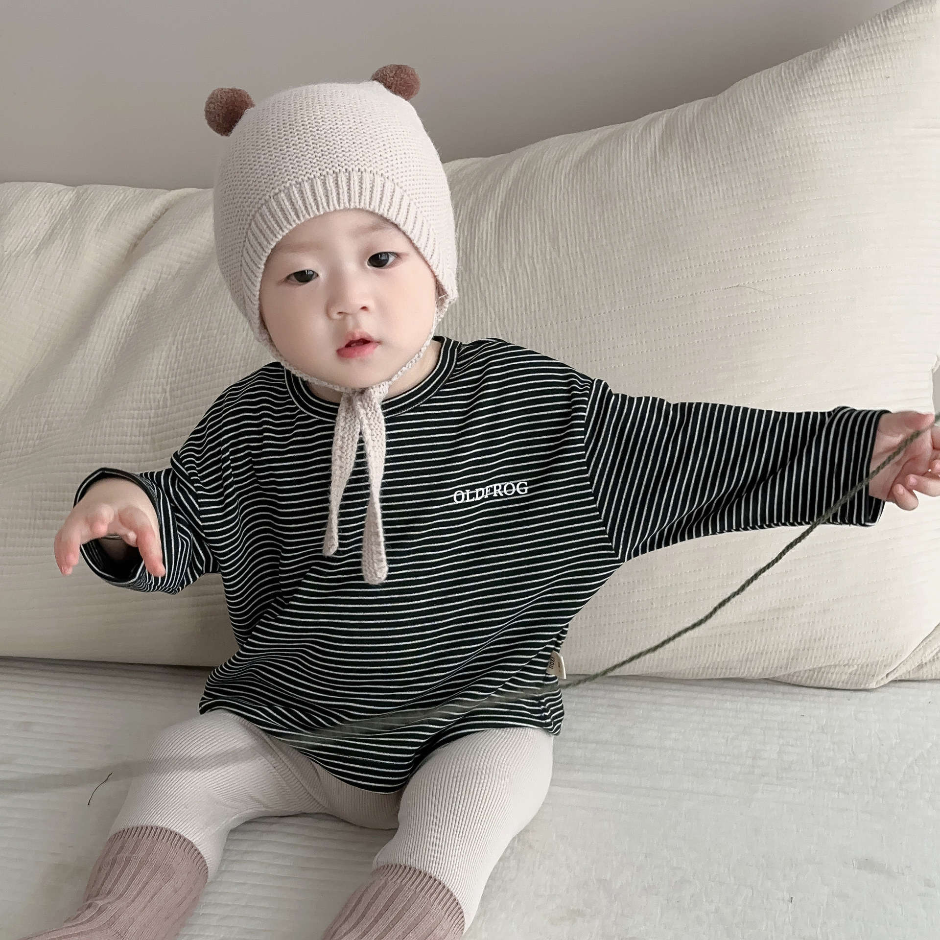Conjunto de camisa de manga larga para niños, estilo coreano, ropa infantil, ropa de primavera para bebés, conjunto de dos piezas para niños image 7