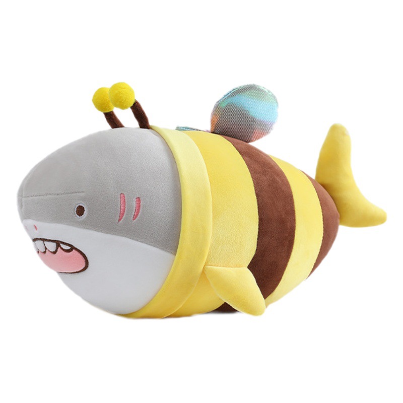 Venta al por mayor juguete de peluche muñeca tiburón abeja muñeca tiburón juguete cumpleaños regalo cama presionando muñeca transfronteriza Amazon