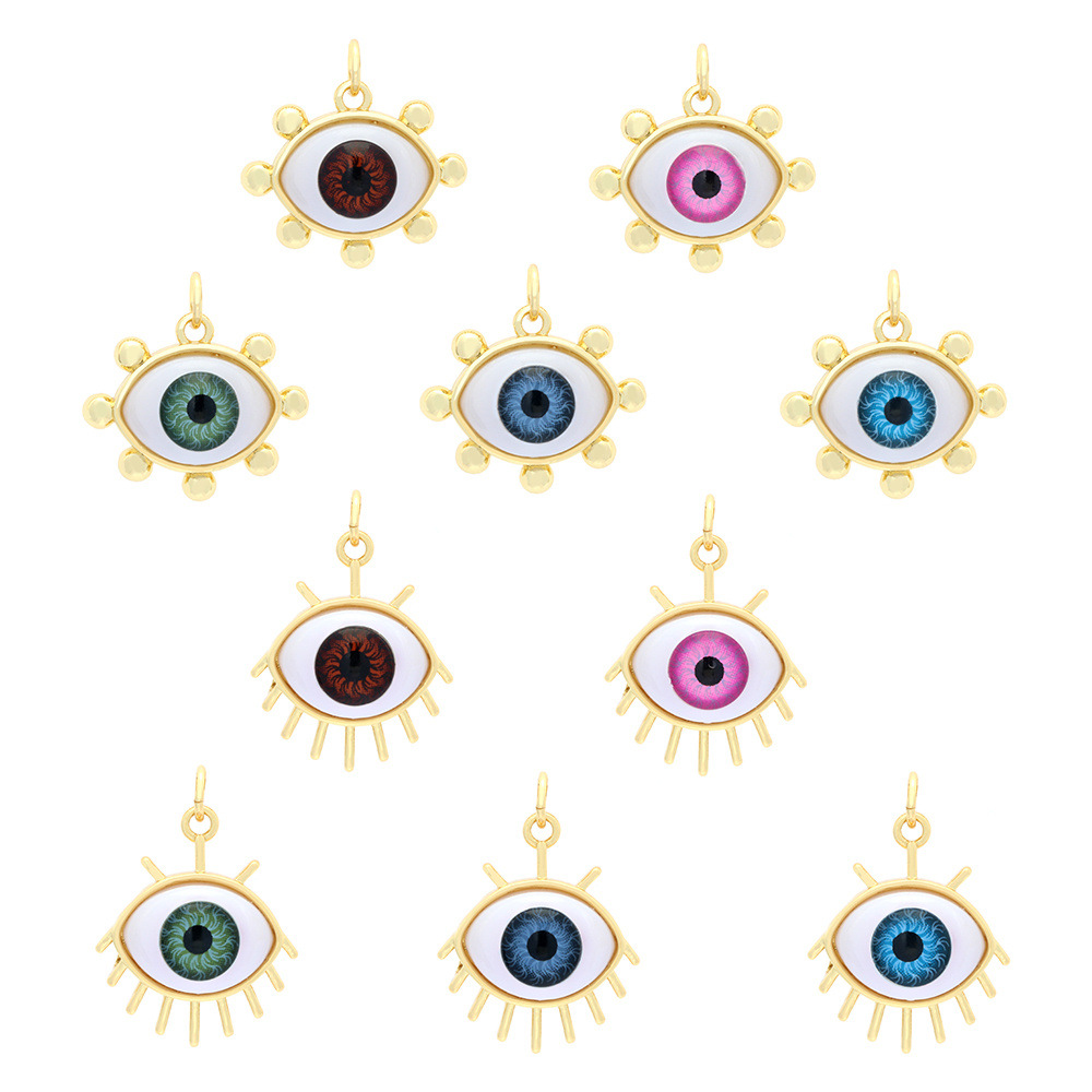 7g Weight Resin Inlay Material Charms, Jewelry Accessories Classification 1 Piece Quantity Copper Material Eye Pattern Plating, Inlay Design Streetwear Style 1 Piece Copper Resin Eye 1