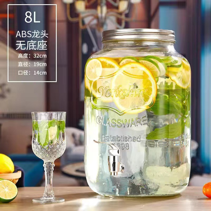 Celebridad de Internet de gran capacidad de vidrio comercial fruta barril de coque Fábrica directa jugo tarro enzima barril bebida barril con grifo