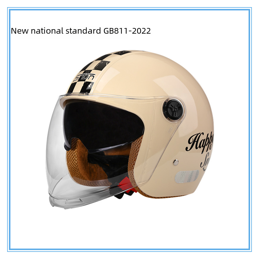 New GB Retro Double Lens Helmet Winter Electric Motorcycle Helmet Battery Car Helmet Four Seasons Helmet_voghion.com