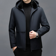 专柜高档秋冬季新款男士夹克商务休闲加绒加厚可拆卸帽棉服外套男