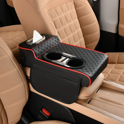Armrest box pad – Box - high-and-low-water-cup-models-embossed-models-black-and-red-lines