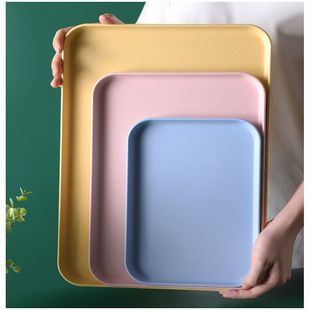 Food Preparation Tray Tray Wholesale Wheat Straw Thickened Plastic Tea Tray Rectangular Fruit Tray Tea Cup Tray Cup Tray