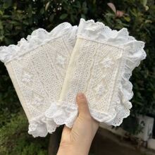 【甜心芝士】甜美重工蕾丝书衣 手工布书皮 手账本书面保护套封皮