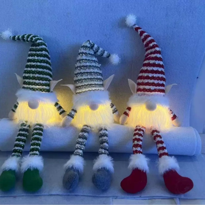 2026 クロスボーダー新しいクリスマス顔のない人形装飾スパンコール帽子発光装飾品かわいいノームルドルフ|undefined