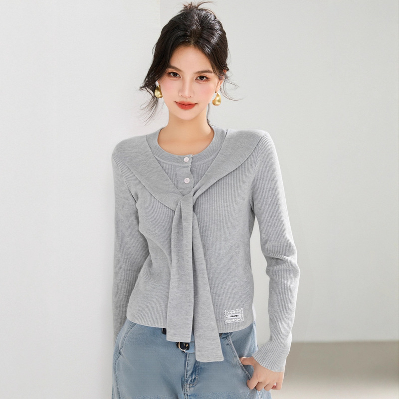 G6635 Korean Style Casual Knitted Cardigan Autumn and Winter New Fashion Lazy Style Shawl Collar Top with Inner Layering