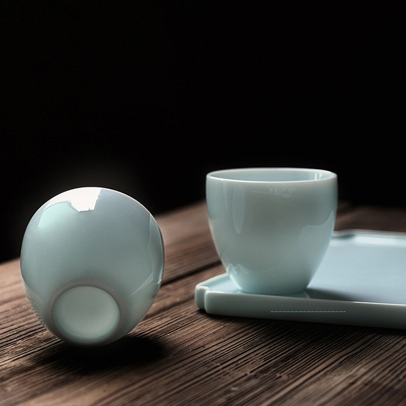 上古影青瓷茶杯陶瓷相依杯功夫茶具品茗杯主人杯单杯中号杯可logo|ms
