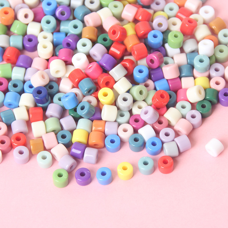 10g 6mm small cylindrical color pier acrylic beaded diy handmade jewelry mobile phone chain bag chain accessories material