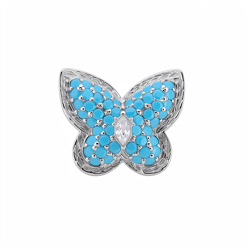 Piedra azul mariposa auriculares mujeres sin agujeros de orejas personalidad nicho pendientes de moda ligero lujo alta sensación auriculares al por mayor