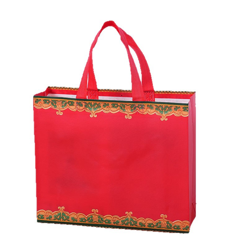 China película roja engrosada no tejida bolsa de boda regalo de compras tabaco y alcohol dulces de boda bolsa de regalo LOGO personalizado