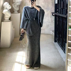 韩系慵懒风针织斗篷罩衫+修身显瘦吊带裙时尚百搭高级感两件套女