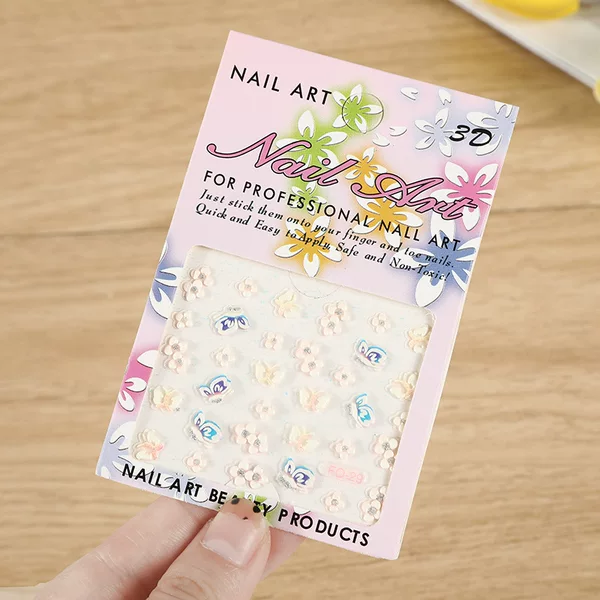 Children's creative cute 3D luminous embossed nail stickers small fresh flowers nail stickers ins decorative stickers wholesale