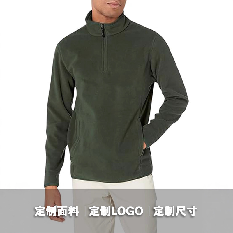 Professional Export Factory Cross-Border Customization of Asian, European and American Sizes Autumn and Winter Warm Fleece Men's 1/4 Zip Stand Collar Shirt Professional Export Factory Cross-Border Customization of Asian, European and American Sizes Autumn and Winter Warm Fleece Men's 1/4 Zip Stand Collar Shirt
