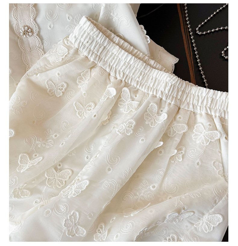 Vêtements pour femmes, petit style, tempérament, costume féminin, nouveau design d'été, haut brodé en jacquard, short à jambes larges, costume deux pièces_voghion.com