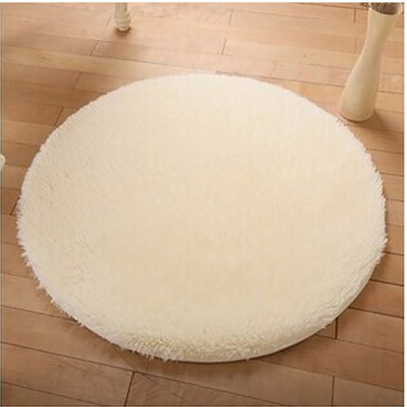 Alfombra de seda redonda de color sólido dormitorio de chicas cestas colgantes almohadilla giratoria piso de sala de estar simple sofá mesa de té almohadilla