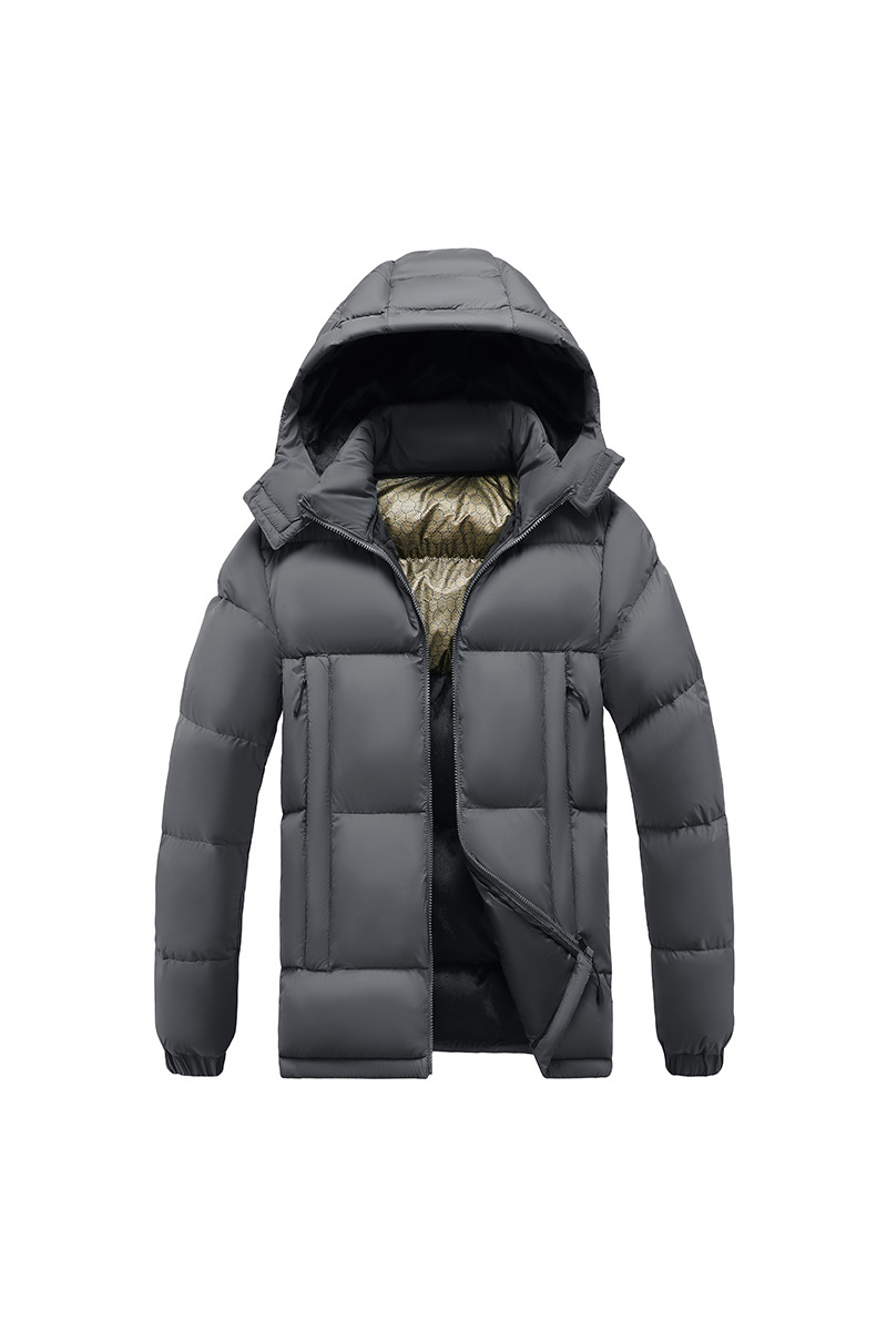 Baumwollgefütterte Herren-Graphen-Jacke in Slim-Fit-Passform mit abnehmbarer Kappe und dicker Kapuze_voghion.com