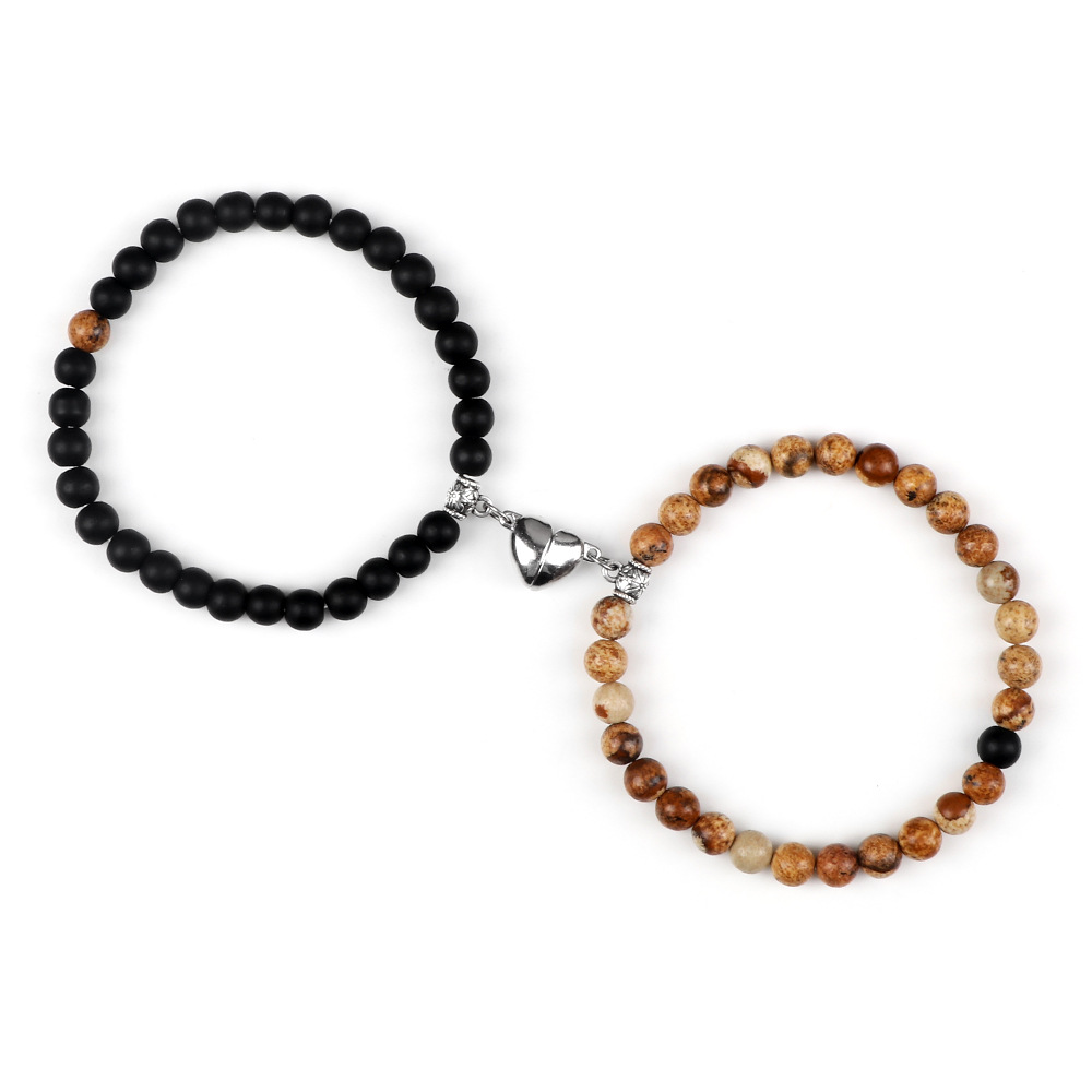 Coppia di bracciali con fibbia magnetica a forma di cuore, design di nicchia, fidanzate celebrità di internet, semplici bracciali elastici per due persone_voghion.com