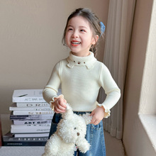 女童毛衣2025新款套头高领儿童针织打底衫女宝宝冬季加厚内搭上衣
