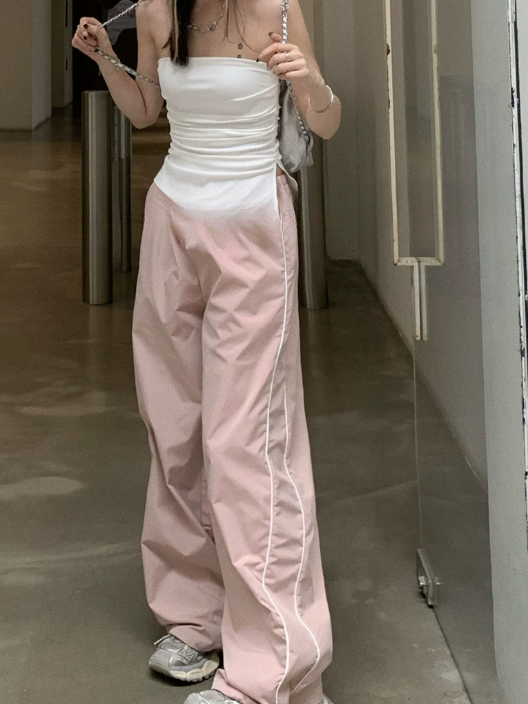 GV Big White Brother, повседневный стиль, нерегулярный плиссированный талиевый разрез, повседневный универсальный топ без бретелек для женщин.