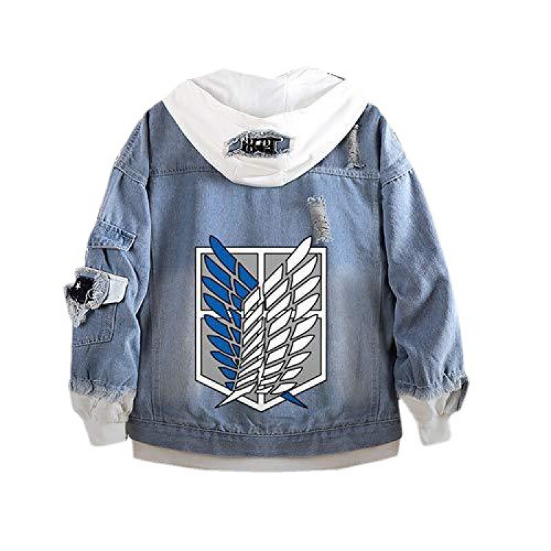 Attack Giant Jacket bf Wind Hooded Wing of Freedom Secondary Animation Denim Jacket Amazon Cross Mirror