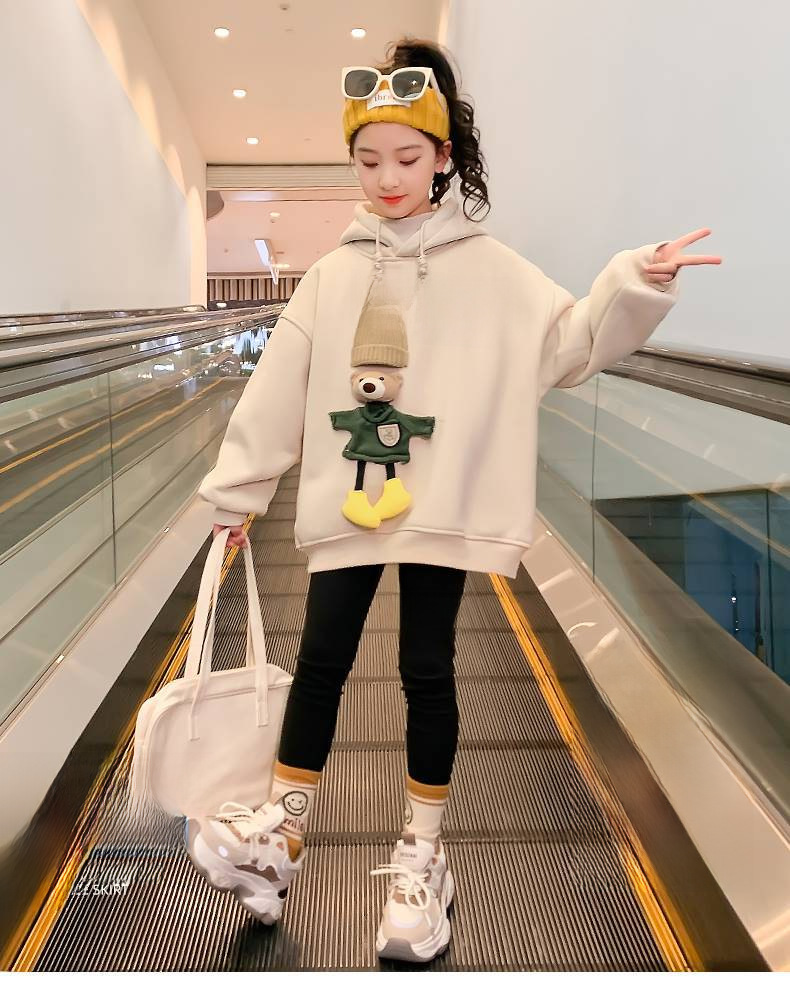 Girls' Autumn Sweatshirt 2023 New Trendy Kids' Clothing Autumn and Winter Thicken Padding Children's Top Girls' Big Kids Spring and Autumn Fashion