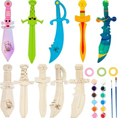 木製海賊テーマ落書きウッドチップクリエイティブナイフペンダント DIY 子供の手描き着色小道具知育玩具