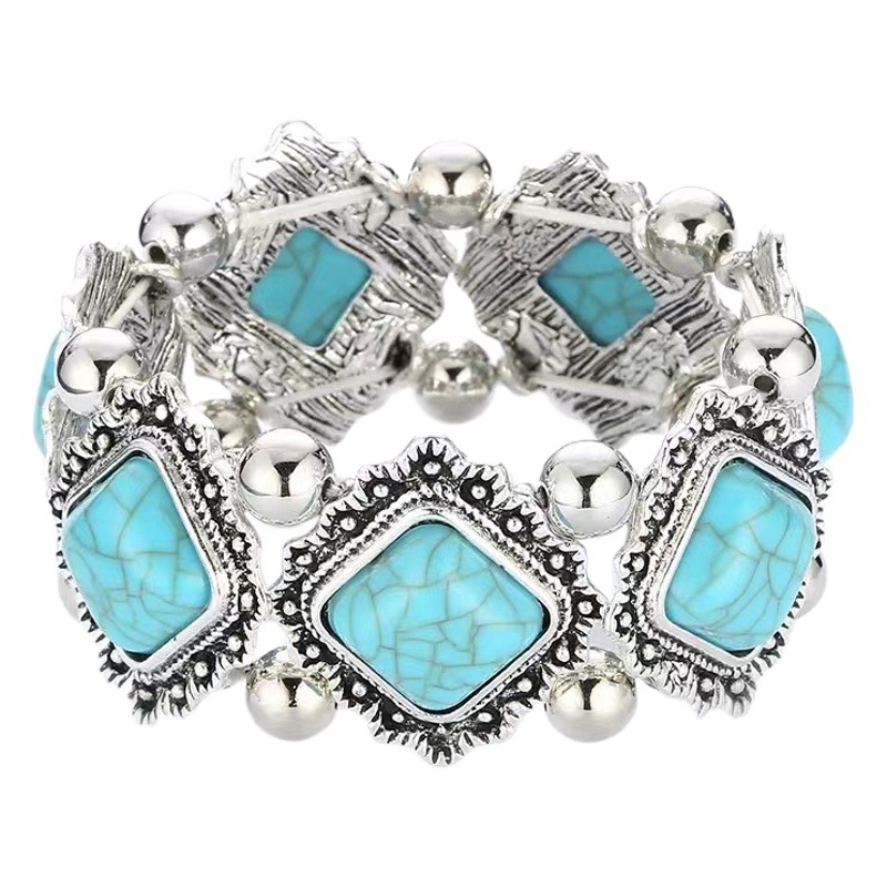 Amazon New Vintage Turquoise Necklace Bohemian Ethnic Style Jewelry Necklace Earrings Bracelet Set
