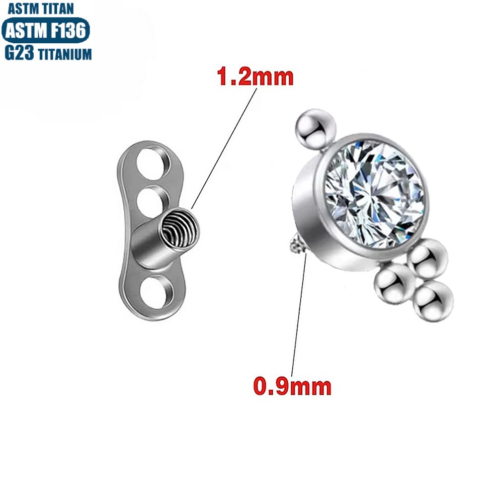 16G labret stud size and finish detail