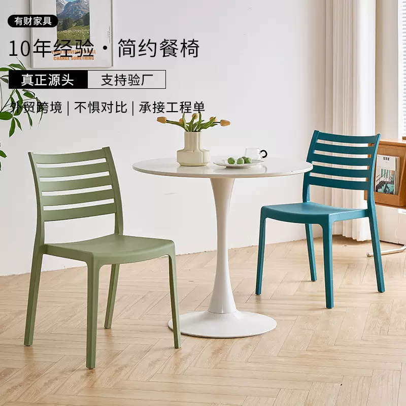 塑料椅子有靠背一体成型餐厅有扶手凳子批发现代简约成人久坐餐椅