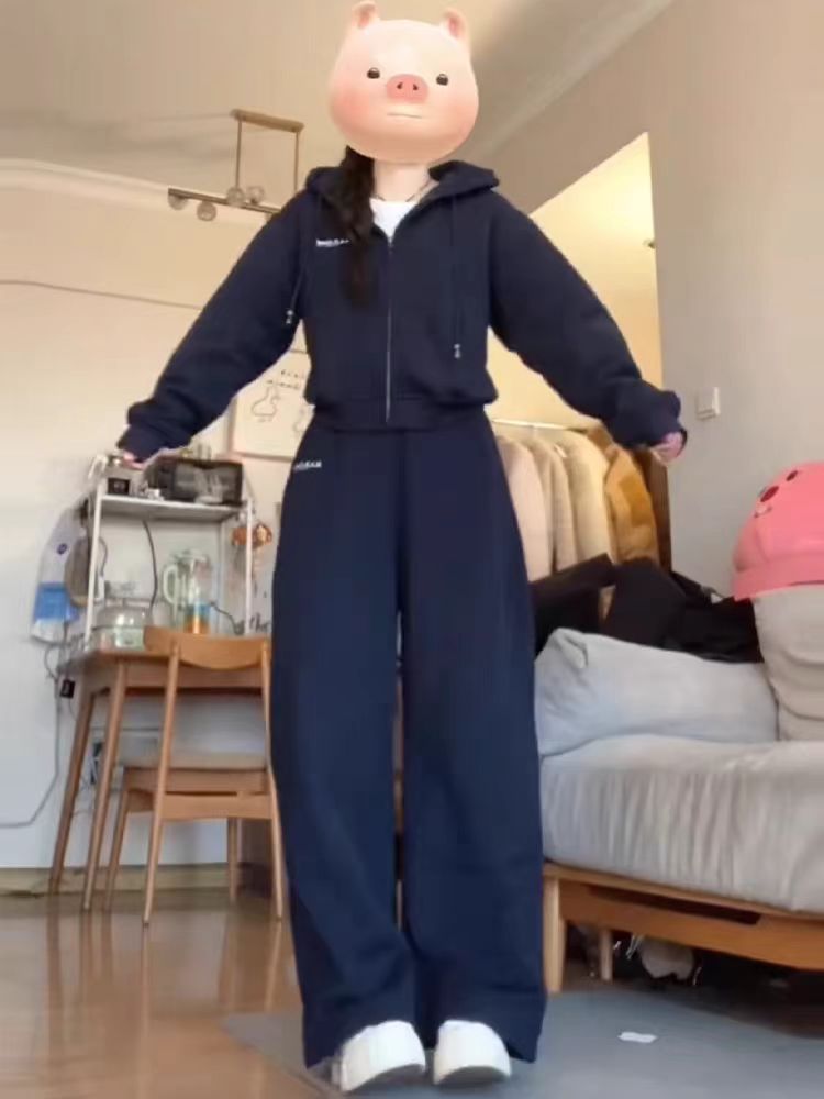 001 College Style Autumn Winter Sportswear For Women 2025 New Loose Slimming Casual Versatile Commuter Two-Piece Set_voghion.com