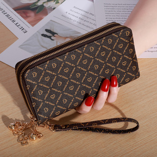 Wallet Women's 2023 New Long Women's Hand-held Korean Casual Mobile Phone Bag Double Zipper Wallet Large Capacity Card Bag