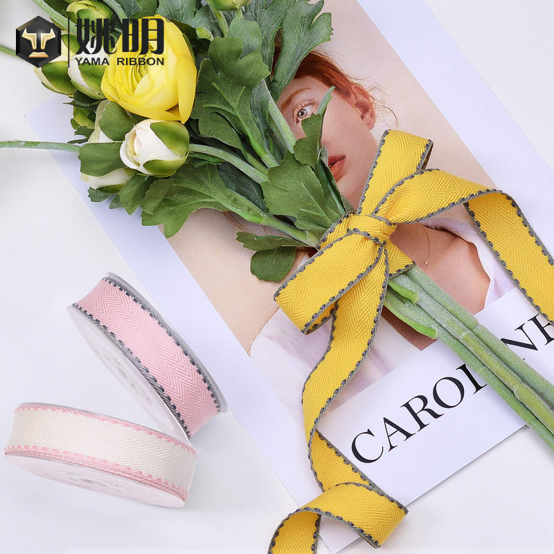 Yao Ming 2,5 cm arco accesorios para el cabello zapatos y sombreros ramo embalaje cinta caja de regalo doble patrón puente punto