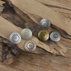 Antique hollow-out snowflake silver-white metal high-stem buttons retro black tin color sweater coat jacket knitwear buttons