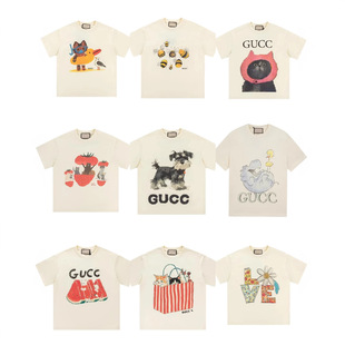 Correct Version 2025 Summer New Cartoon Series Zoo Series Printed Short-sleeved T-shirt Cross Border for Boys and Girls