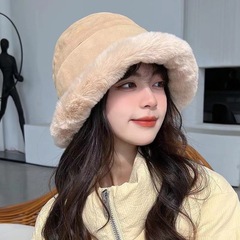 冬季男女款毛绒渔夫帽子保暖加绒加厚蒙古帽百搭防寒毛茸茸堆堆帽