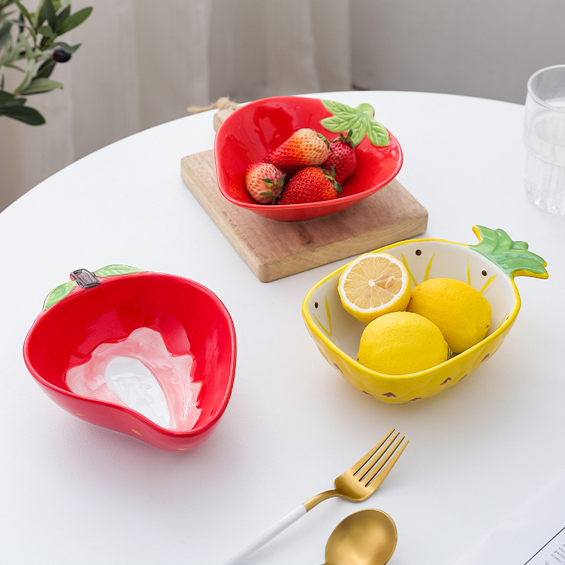 INS creativa de dibujos animados tazón de cerámica plato hogar pequeño tamaño lindo ensalada tazón de postre plato de fruta vajilla de los niños