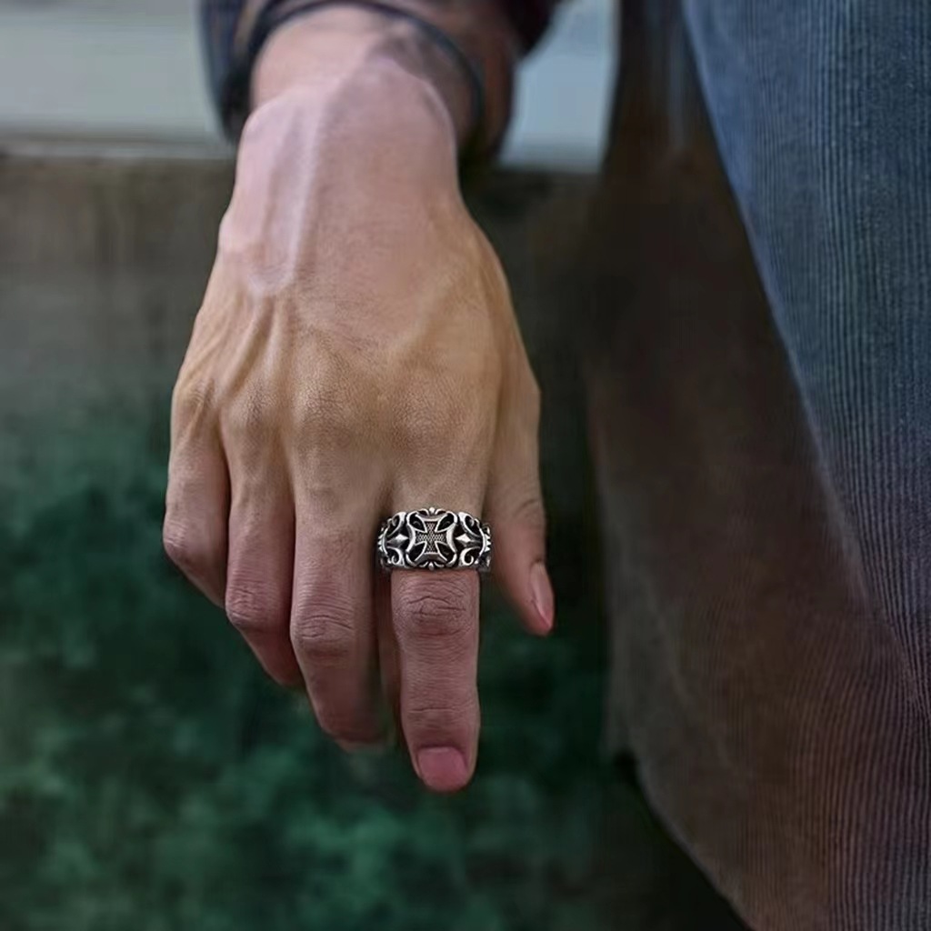 13g Weight Adjustable Ring Classification Adjustable Ring Size 1 Piece Quantity Daily, Street Occasion Alloy Material Cross Pattern Men's Gender Plating Design Retro Style Wholesale Jewelry Retro Cross Alloy Plating Adjustable Ring 13